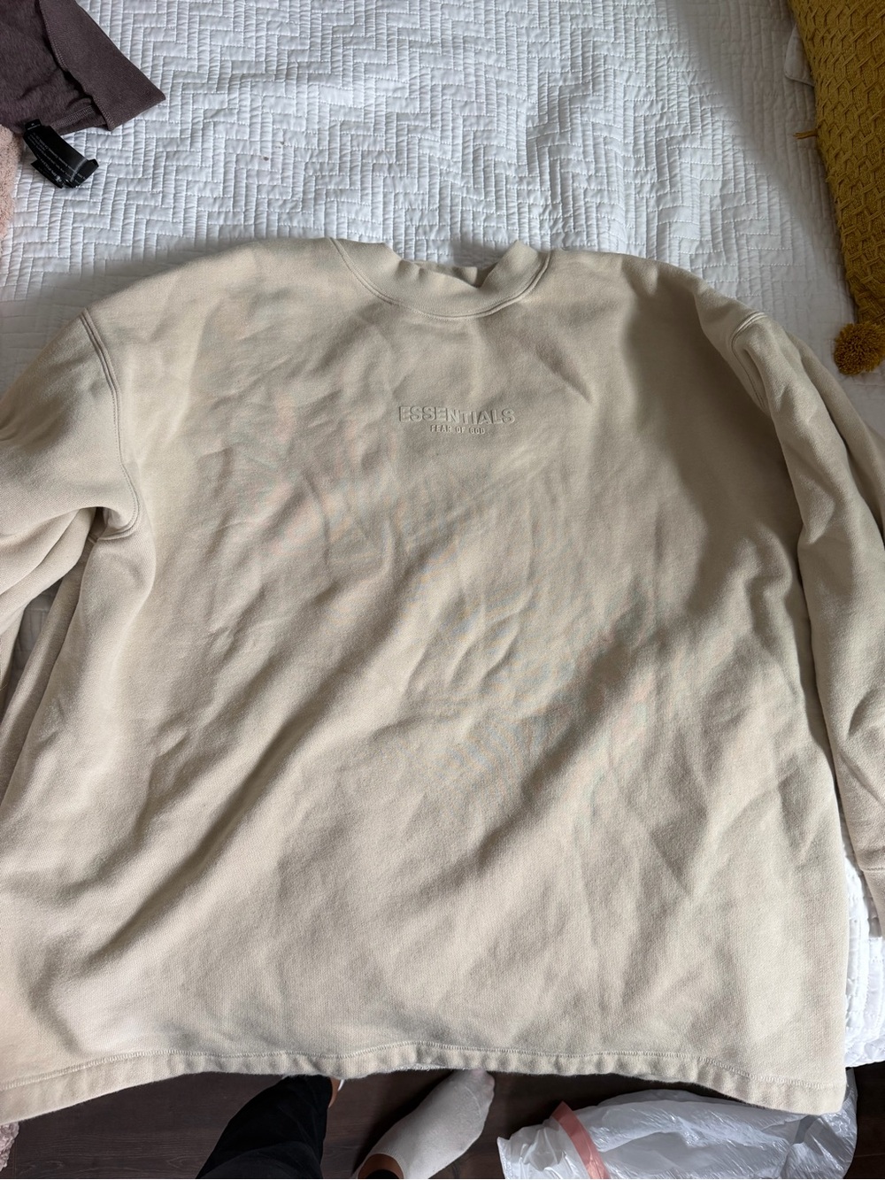 Fear of God Essentials Crewneck Sweatshirt in Light Beige